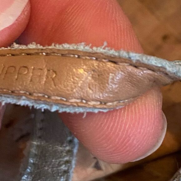 ANTHROPOLOGIE Miss Albright Philadelphia Blue Metallic Leather Strappy Sandals - Picture 7 of 10